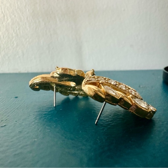 Vintage Avon Gold- and Silver-Tone Rhinestone 1” Pierced Fashion Earrings - Picture 8 of 11